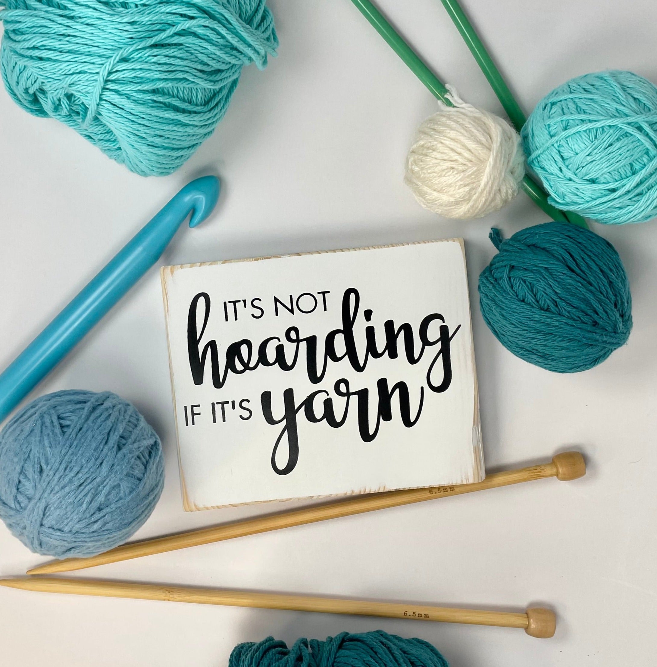 Knitting Fanatics Wood Sign | Yarn Lover Decor | Three Sisters Studio